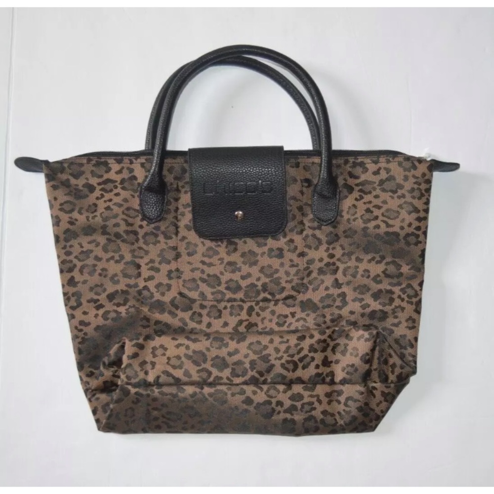 Chico’s Leopard Animal Print Zipper Tote Lightweight Packable Bag